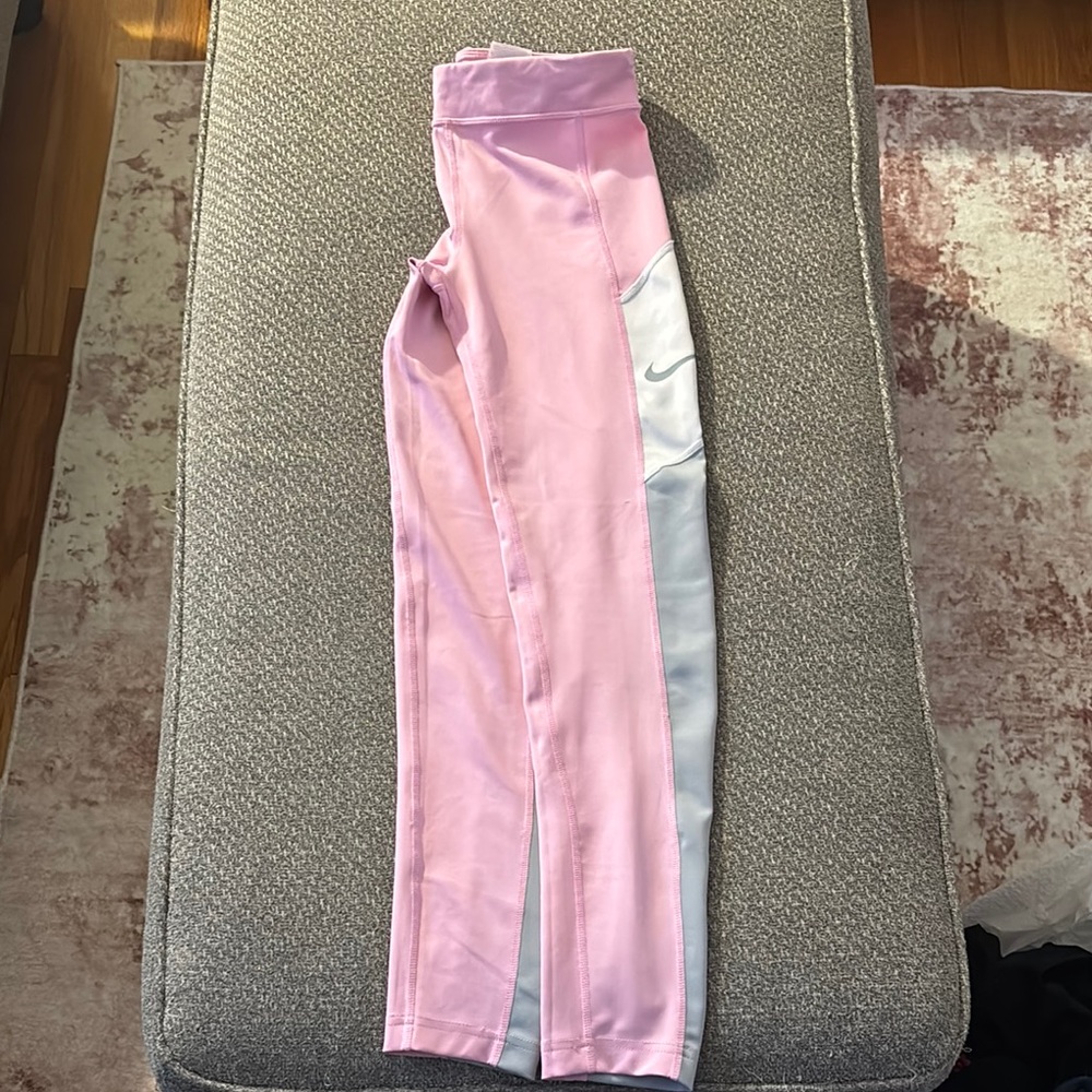 Nike Kids Pink and Gray Leggings